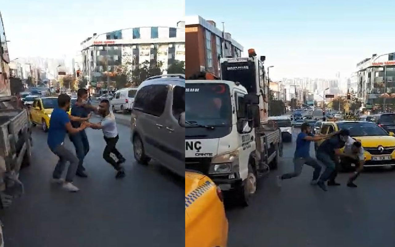 Esenyurt'ta ortalık karıştı! Taksiciyle çekici sürücüsü arasında tekmeli-yumruklu kavga