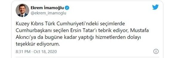 Türk siyasetçilerden Ersin Tatar'a tebrik yağdı
