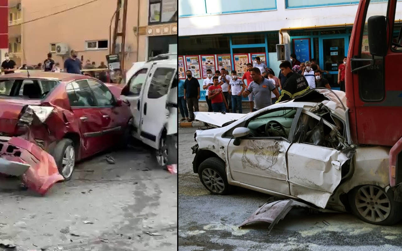 Hatay'da yangına giderken freni patladı! 13 aracı biçti