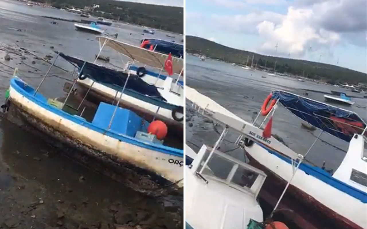 İzmir depremi sonrası Seferihisar'da deniz çekilince tekneler ortada kaldı