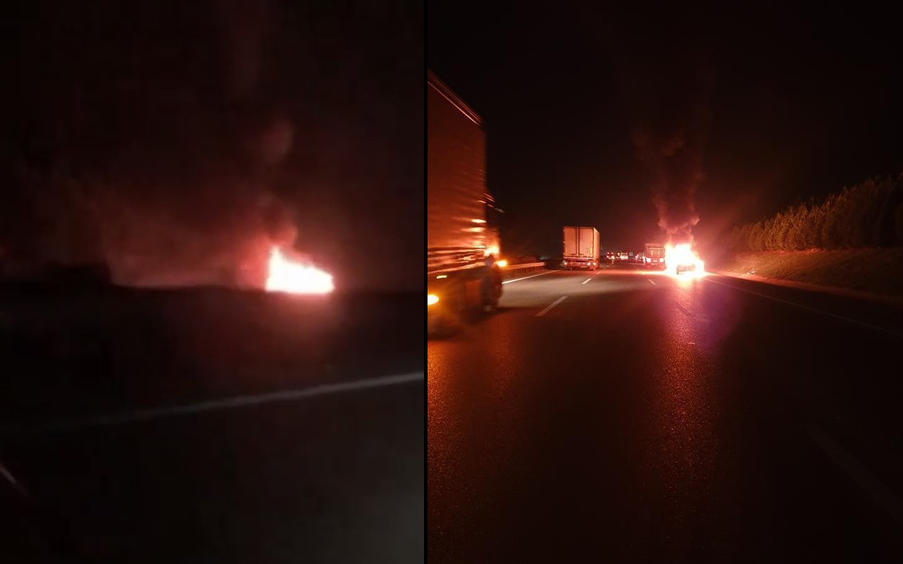 Bursa'da trafikte bir anda alev topuna dönüştü! Korku dolu anlar