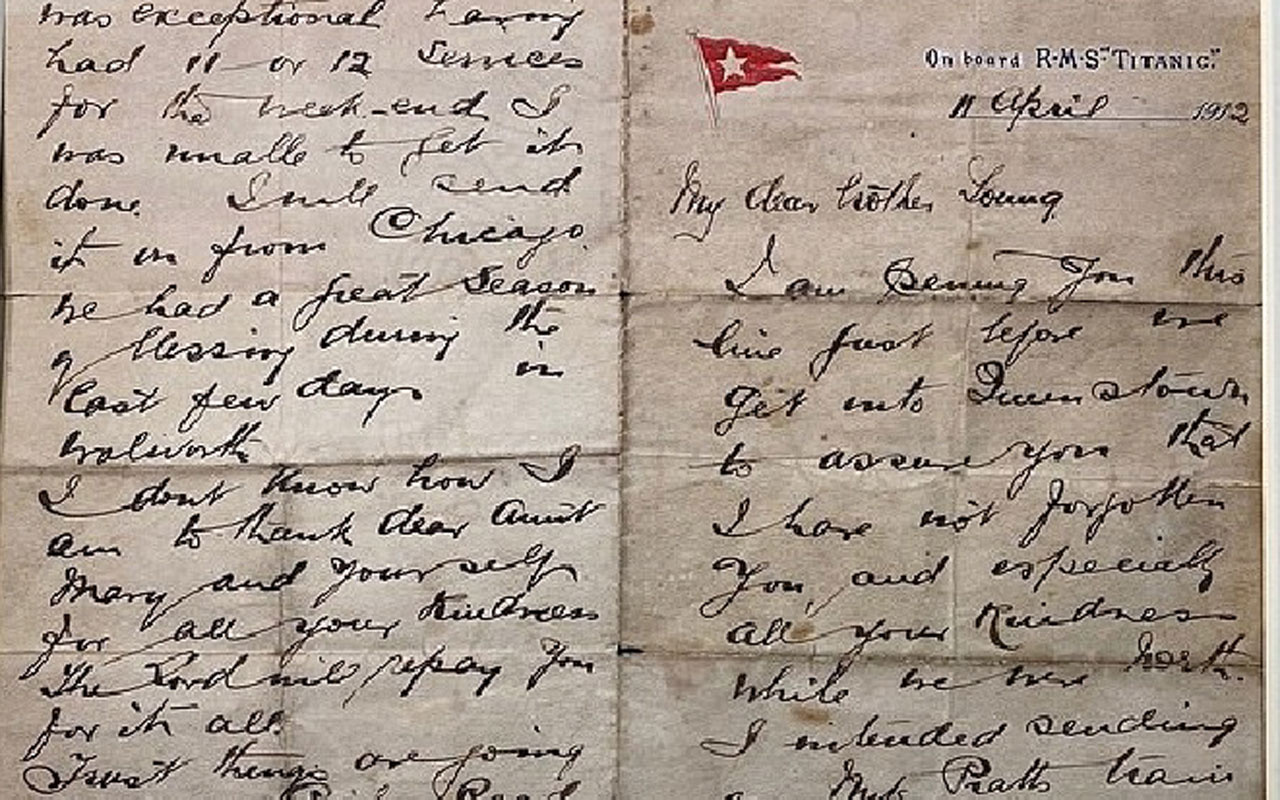 Batan Titanic gemisinde ölen papazın yazdığı mektup açık artırmada