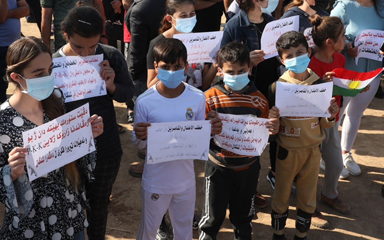 Irak'taki Ezidiler, terör örgütü PKK'nın Sincar'daki varlığını protesto etti