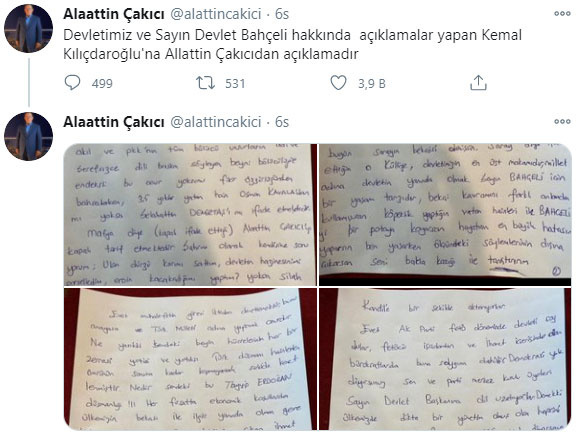 Alaattin Çakıcı'nın Kemal Kılıçdaroğlu'na tehdit mektubu - Internet Haber