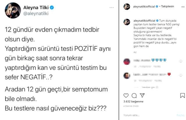 Aleyna Tilki bir pozitif bir negatif çıkan testlere isyan etti 12 gündür karantinada