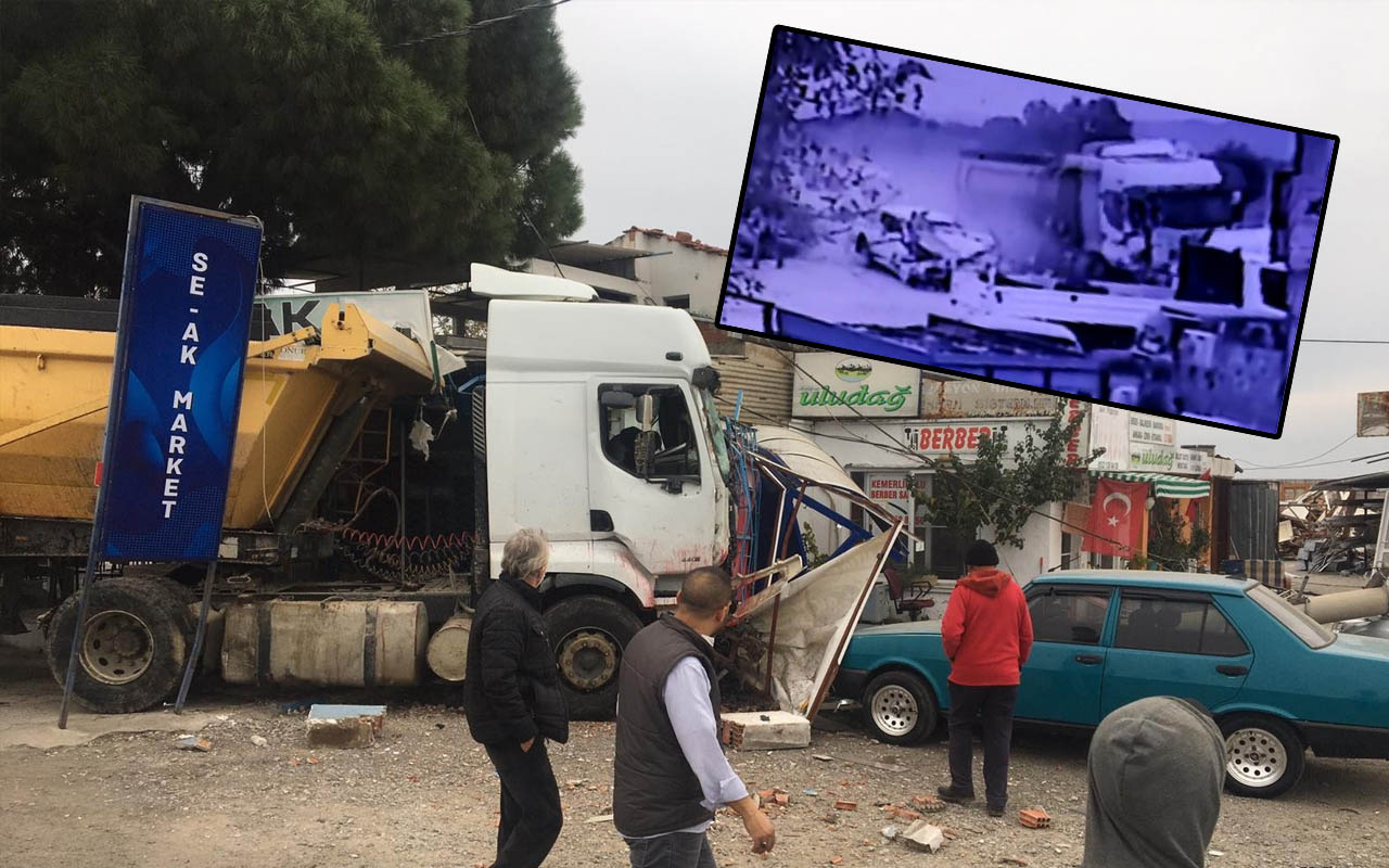 İzmir'de kamyon 11 aracı biçti! Dehşet anları güvenlik kamerasında