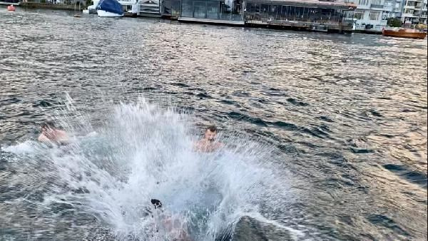İstanbul'da denize atlamaları ve çıkmaları bir oldu! Tanju Çolak son anda vazgeçti