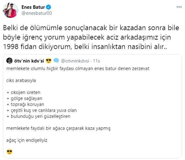 Kaza yapan Enes Batur'a gelen yorumlar pes dedirtti bakın ne cevap verdi