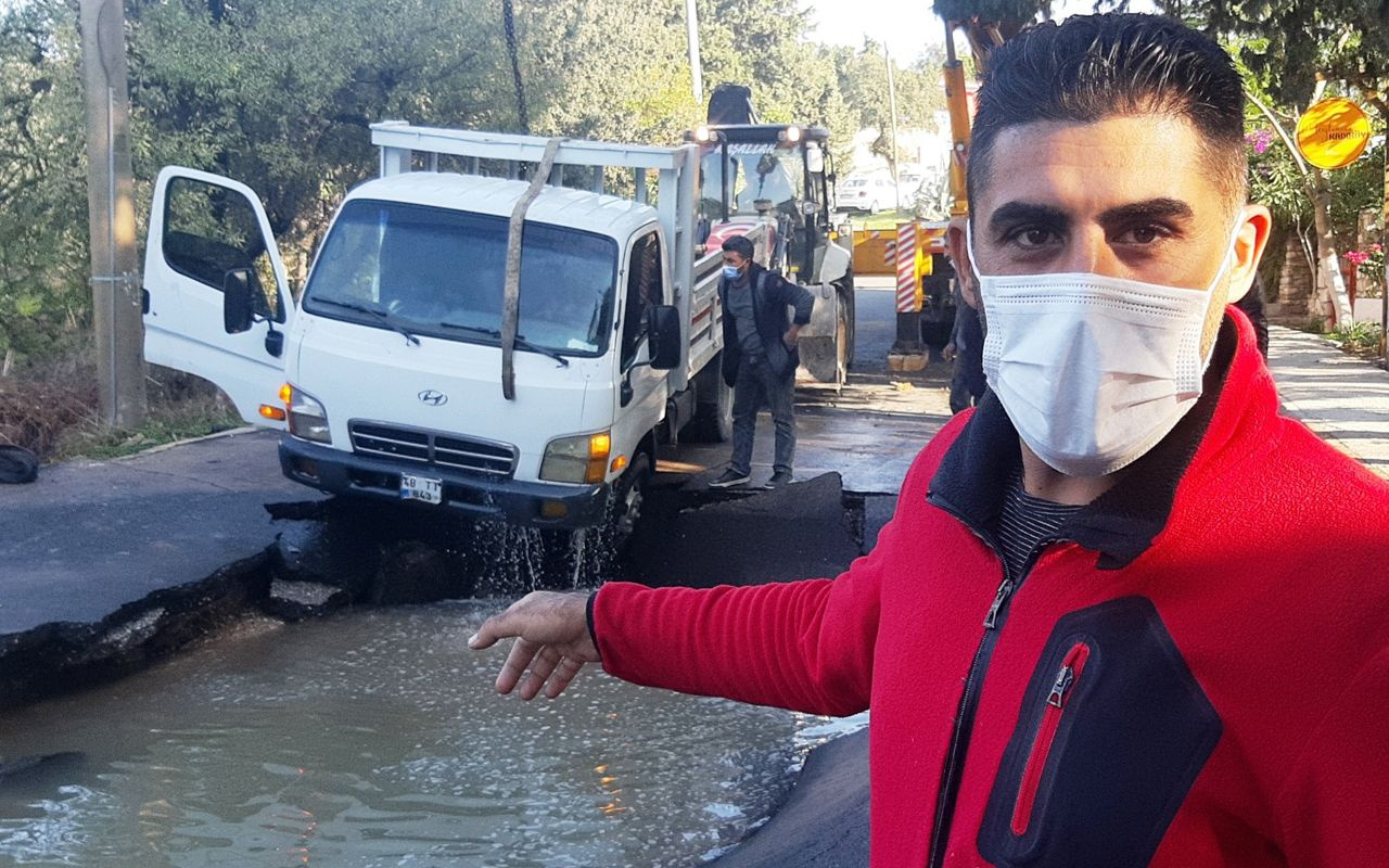 Muğla'da su hattı bomba gibi patladı! İşçiler boğulmaktan kurtuldu