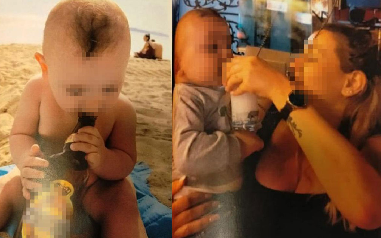 Böyle anne mi olur! 1.5 yaşındaki bebeğe alkol içirip fotoğrafını paylaştı ifadesi ortaya çıktı