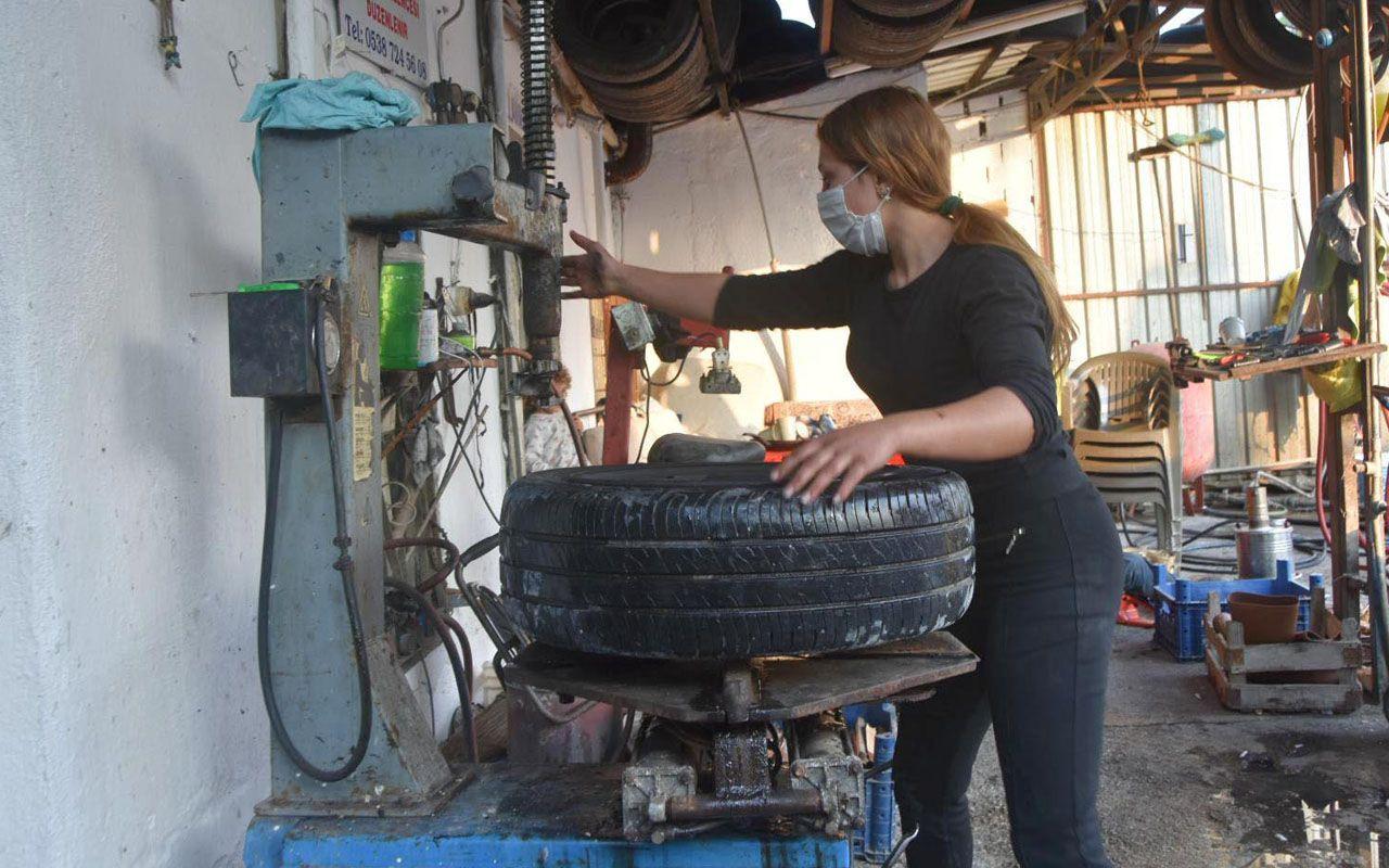 Muğla'da lastik tamir edip balans ayarı yapan lise öğrencisi mühendis olmak istiyor