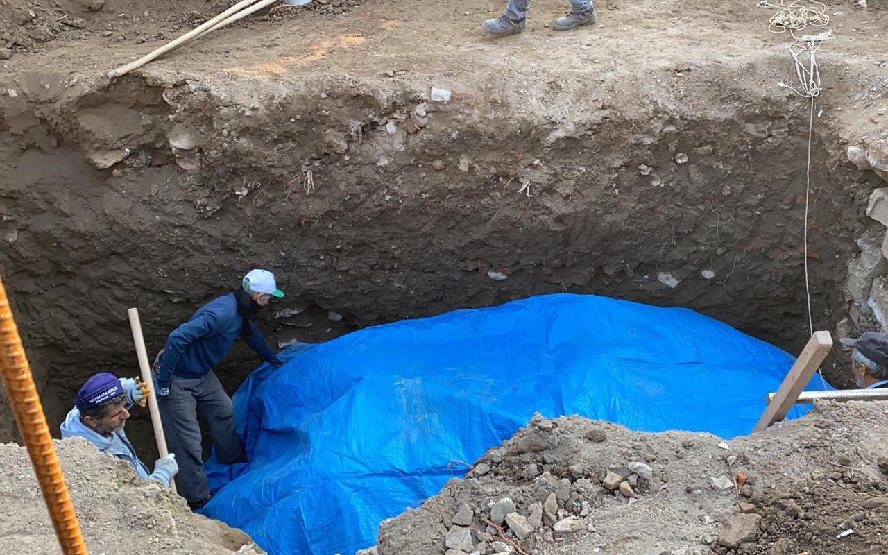 Kazıda ortaya çıktı üzerini örttüler İznik'te inşaat işçileri şaşkına döndü