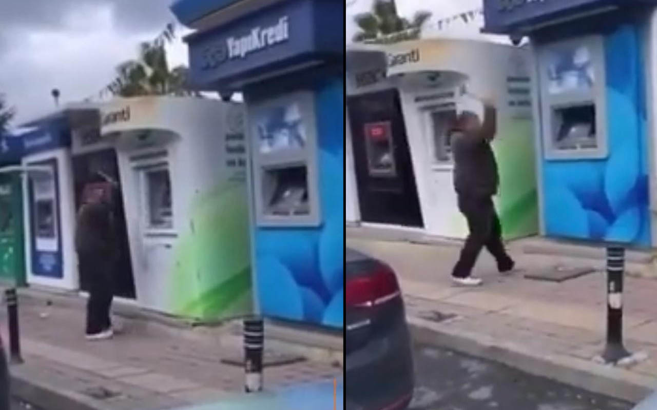 Beykoz'da şaşkına çeviren görüntü! ATM'leri çekiçle parçaladı