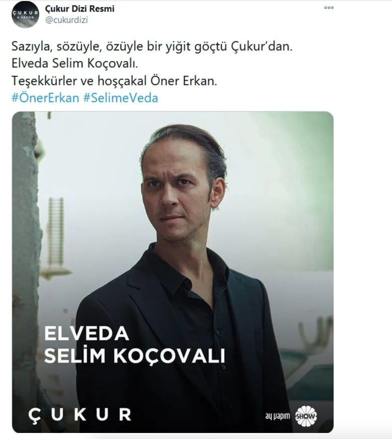 Öner Erkan gitti veda paylaşımları olay oldu Show TV Çukur'a damga vuran ayrılık