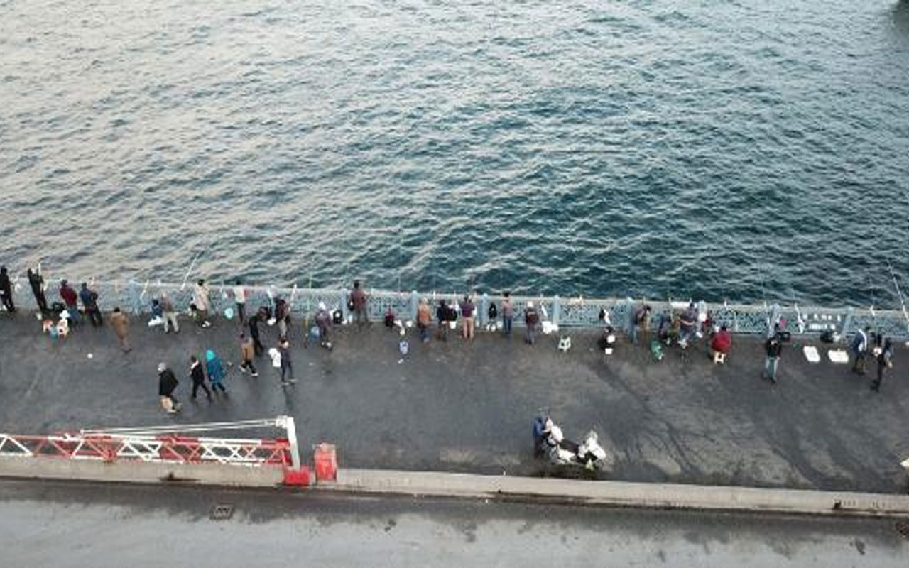 Galata Köprüsünde yoğunluk! 'Olta balıkçılığı' genelgesinden dakikalar önde durum böyle