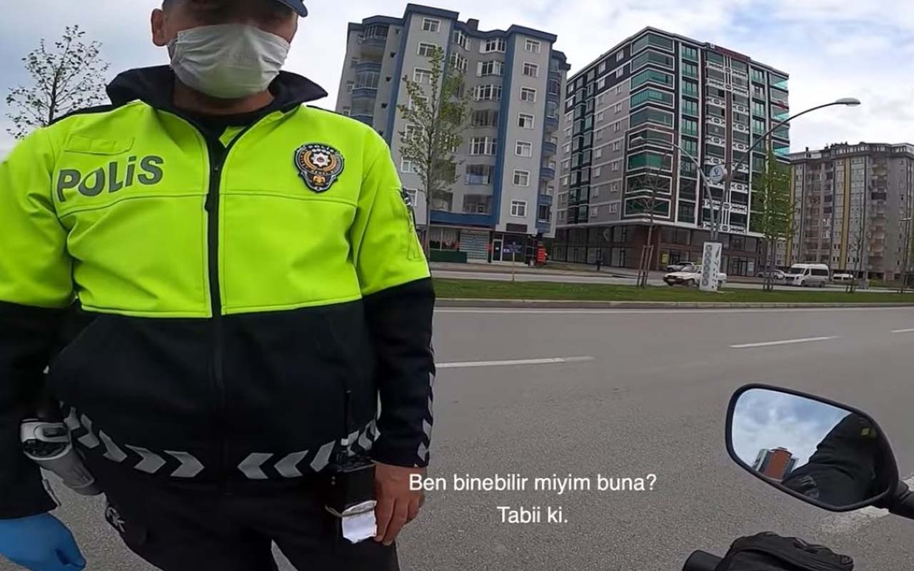 Samsun'da trafik polisi çevirdiği motosikletlinin motoruyla tur attı! Aralarındaki diyalog güldürdü