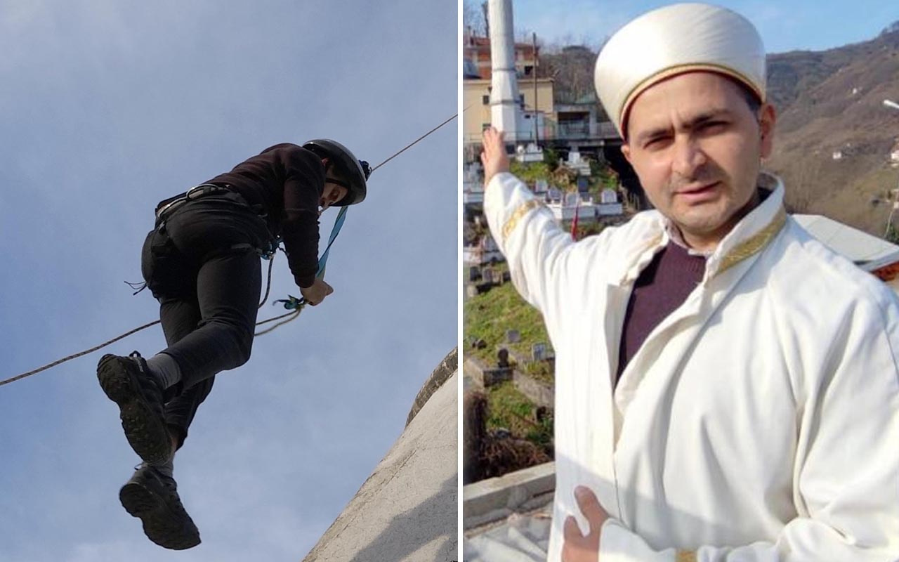 Giresun'daki imam cami minaresini boyayabilmek için Erzurum'a gidip eğitim aldı