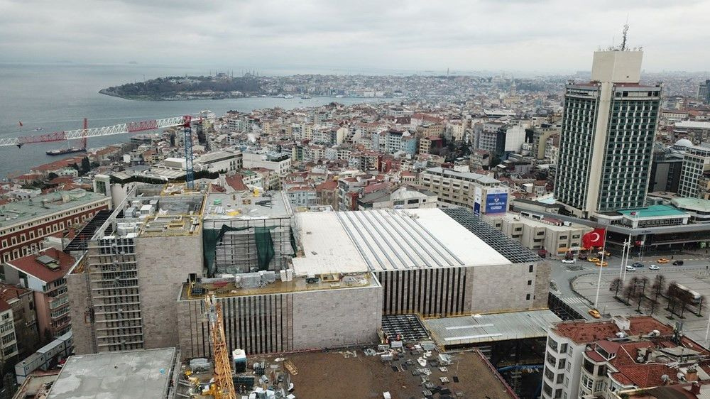 Taksim'deki yeni AKM binasının yüzde 80'i tamam! Son durum havadan görüntülendi