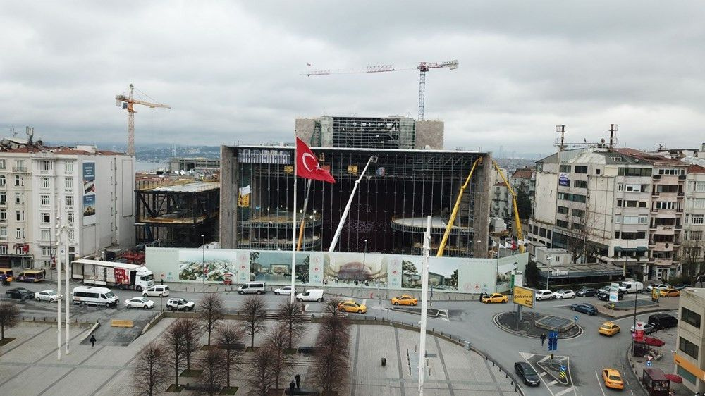 Taksim'deki yeni AKM binasının yüzde 80'i tamam! Son durum havadan görüntülendi