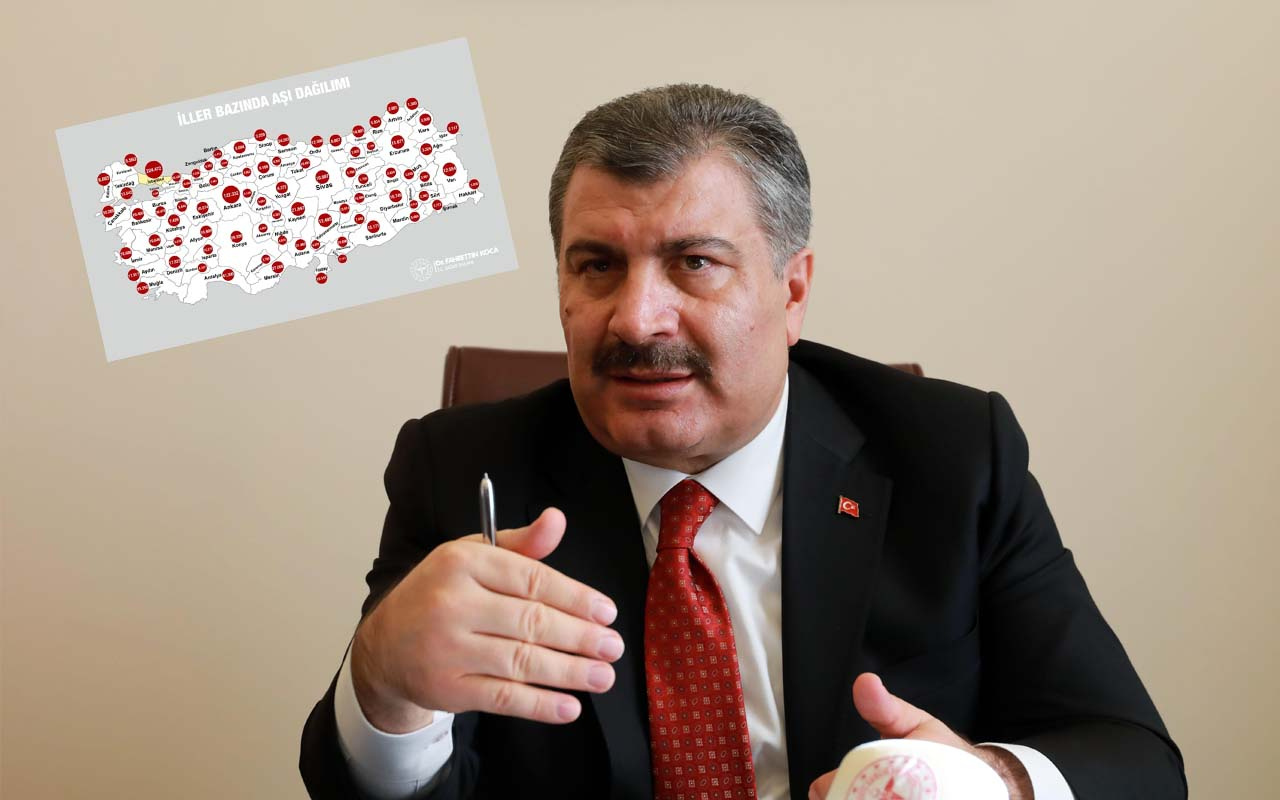Sağlık Bakanı Fahrettin Koca paylaştı: Türkiye'de iller bazında aşı dağılımı