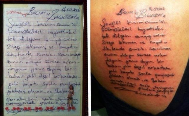 Vasiyetini kızı vücuduna dövme yaptırdı Kıvırcık Ali bakın neler yazmış
