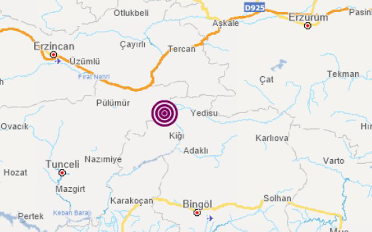 Tunceli'de 4,1 büyüklüğünde deprem