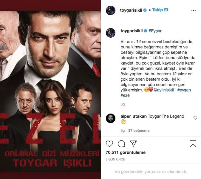 Ezel dizisi itirafı Toygar Işıklı'dan seneler sonra geldi Cansu Dere Kenan İmirzalıoğlu...