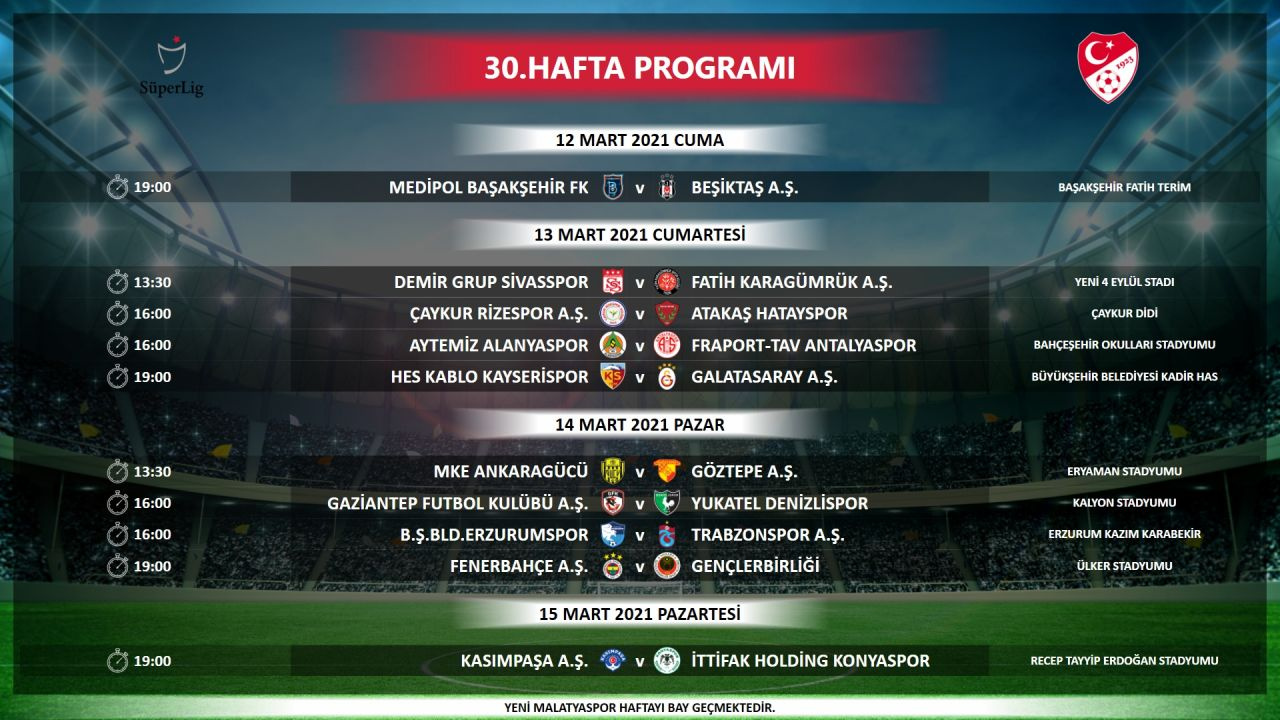 Süper Lig'de 5 haftalık maç programı ile Türkiye Kupası yarı final programı açıklandı