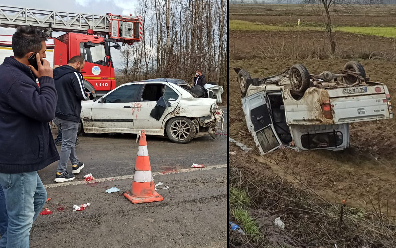 Sakarya'da yol ayrımında feci kaza! Yaralılar var