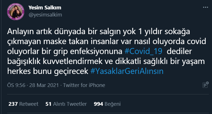 Yeşim Salkım'dan olay koronavirüs açıklaması! 'Anlayın artık dünyada bir salgın yok'