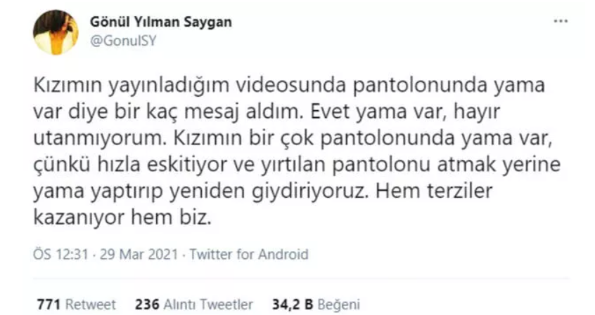 Çocuğuna yamalı pantolon giydiren Gönül Yılman Saygan'dan eleştirilere yanıt! 'Utanmıyorum'