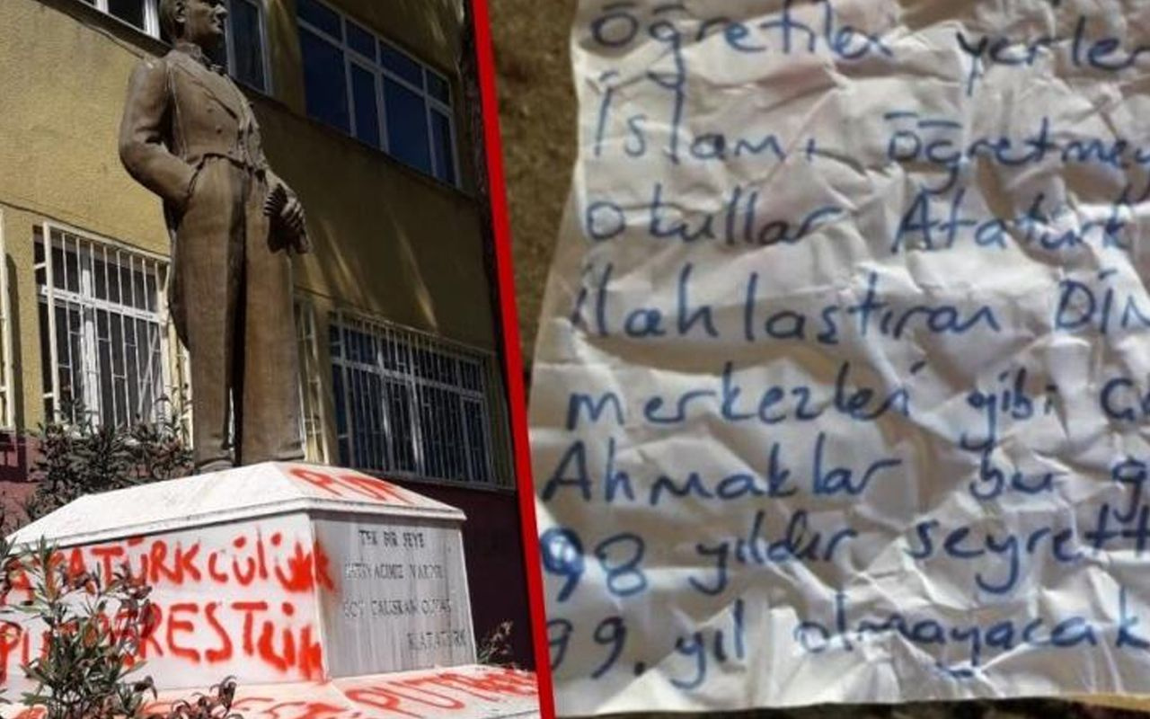 Tekirdağ'da Atatürk heykeline saldırı! İçişleri Bakanı Süleyman Soylu duyurdu provokatör yakalandı