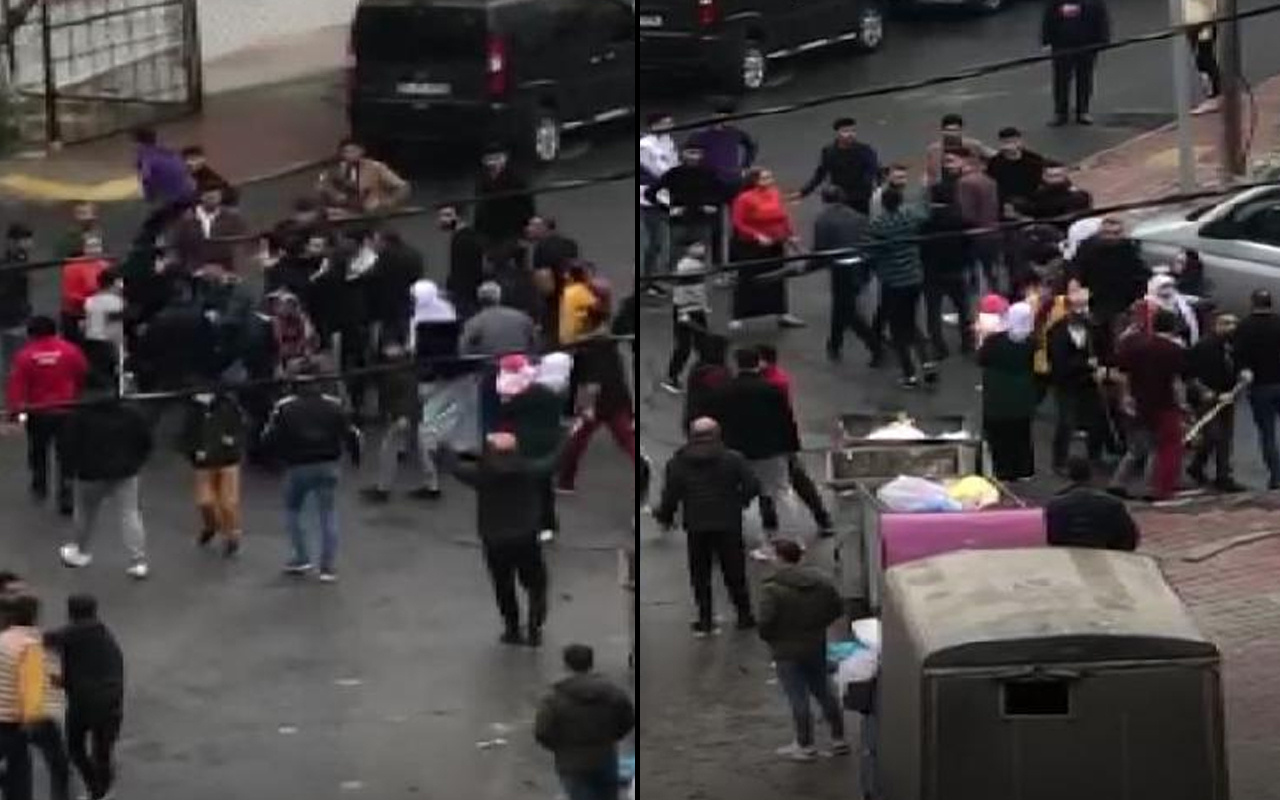 Taşlı sopalı bıçaklı kavga! İstanbul'da aileler birbirine girdi