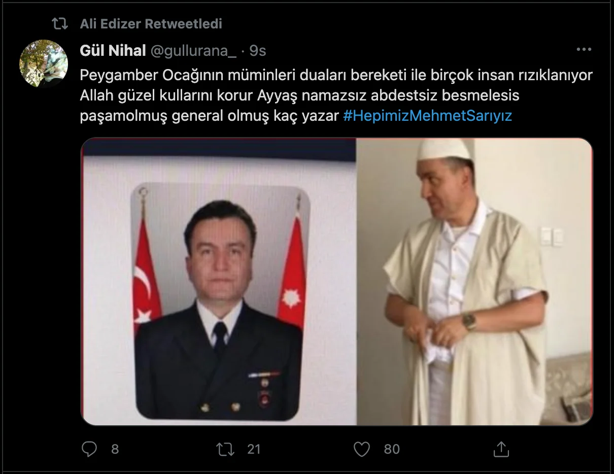 GATA'dan atılan Ali Edizer'den 'sarıklı amiral' Mehmet Sarı'ya tam destek! GATA'dan atılan Ali Edizer'den 'sarıklı amiral' Mehmet Sarı'ya tam destek!
