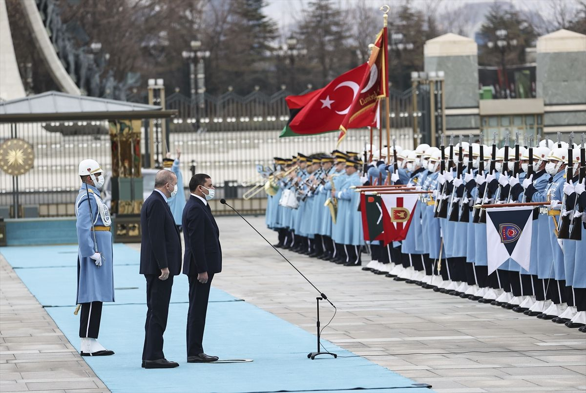 Cumhurbaşkanı Erdoğan, Libya Başbakanı Dibeybe'yi resmi törenle karşıladı