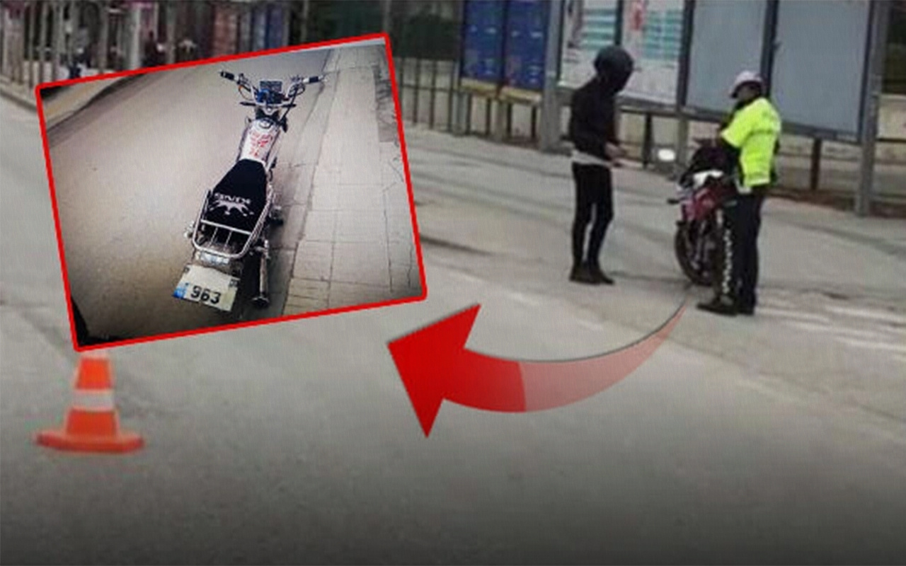 Çorum'da plakasını maskeyle kapatan motosikletliye para ve men cezası