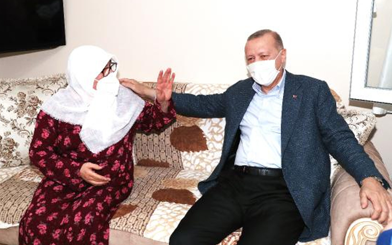 Cumhurbaşkanı Erdoğan, Mahruze Keleş'i evinde ziyaret etti