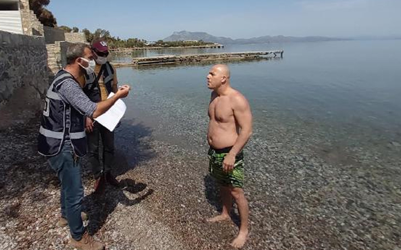 Muğla'da denize girerken yakalanan kişi ile polis arasında ilginç diyalog