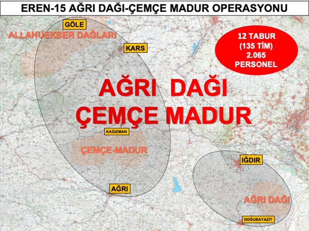İçişleri Bakanlığınca "Eren-15 Ağrı Dağı-Çemçe Madur Operasyonu" başlatıldı