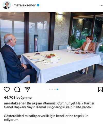 Kemal Kılıçdaroğlu ve Meral Akşener iftarda buluştu