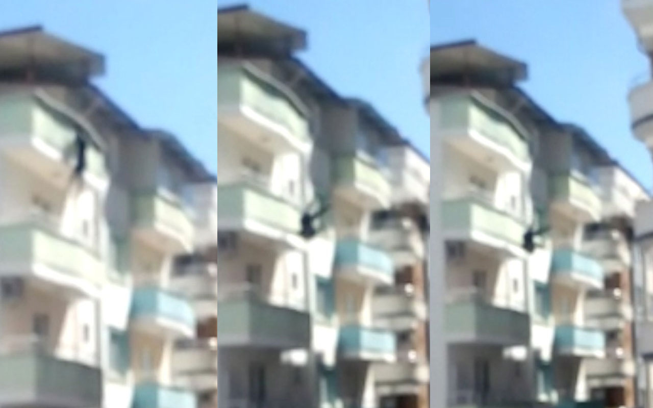 Osmaniye'de bir kadın 5. kattan ölüme böyle atladı! Komşuların çığlıkları kamerada