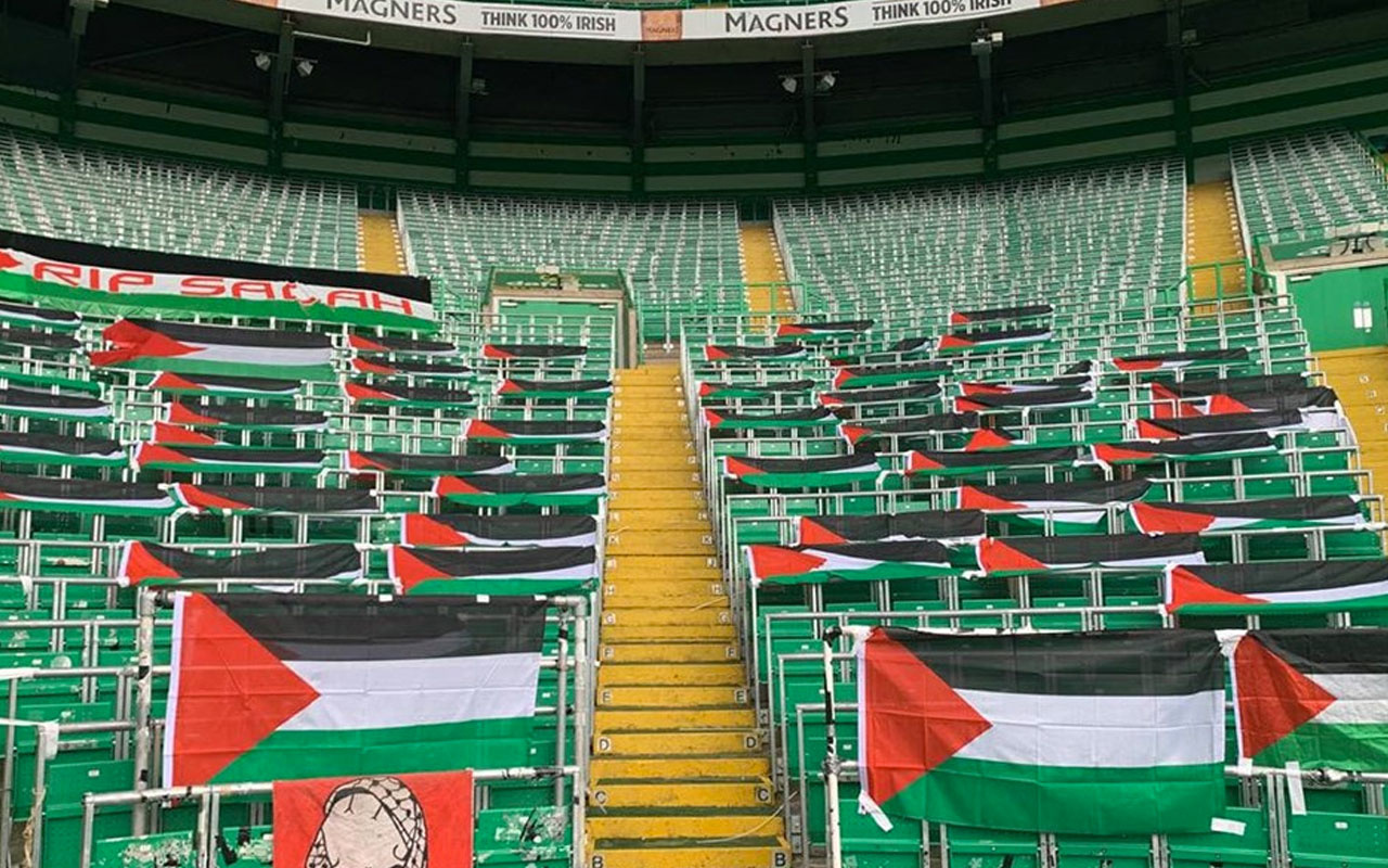 Celtic taraftarlarından Filistin bayraklarını kaldıran yönetime tepki!