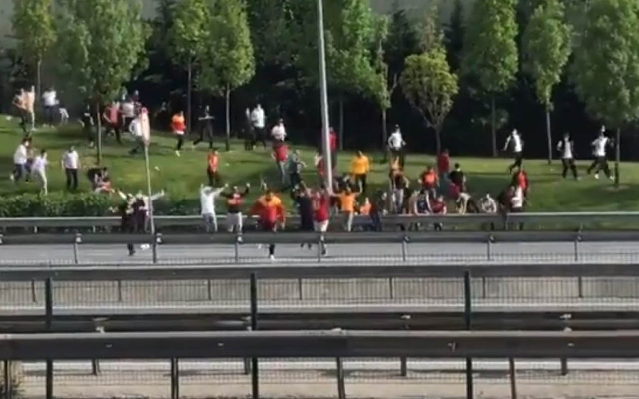 Galatasaray taraftarı stada gidiyor! Otoyoldan geçmek istediler polis müdahale etti