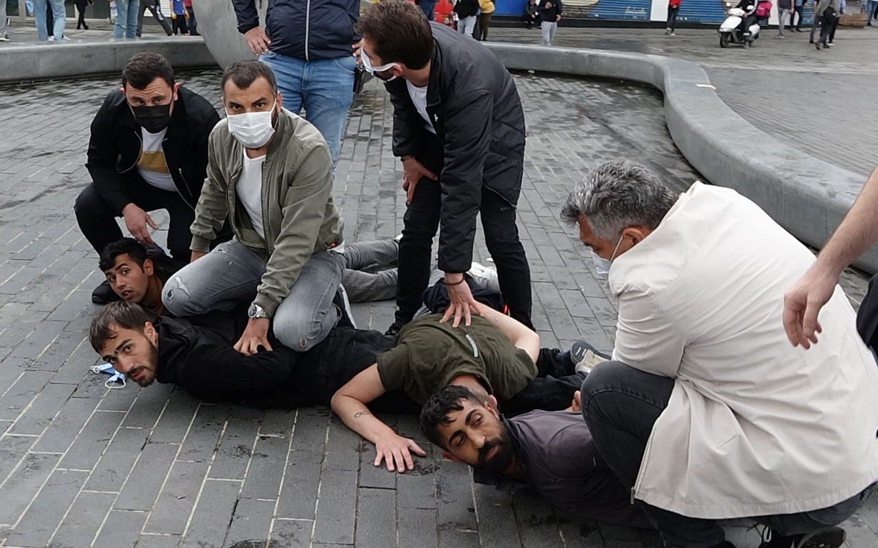 Taksim'de kemerli kavga! Özel Harekat polisleri devreye girdi 6 kişi gözaltında