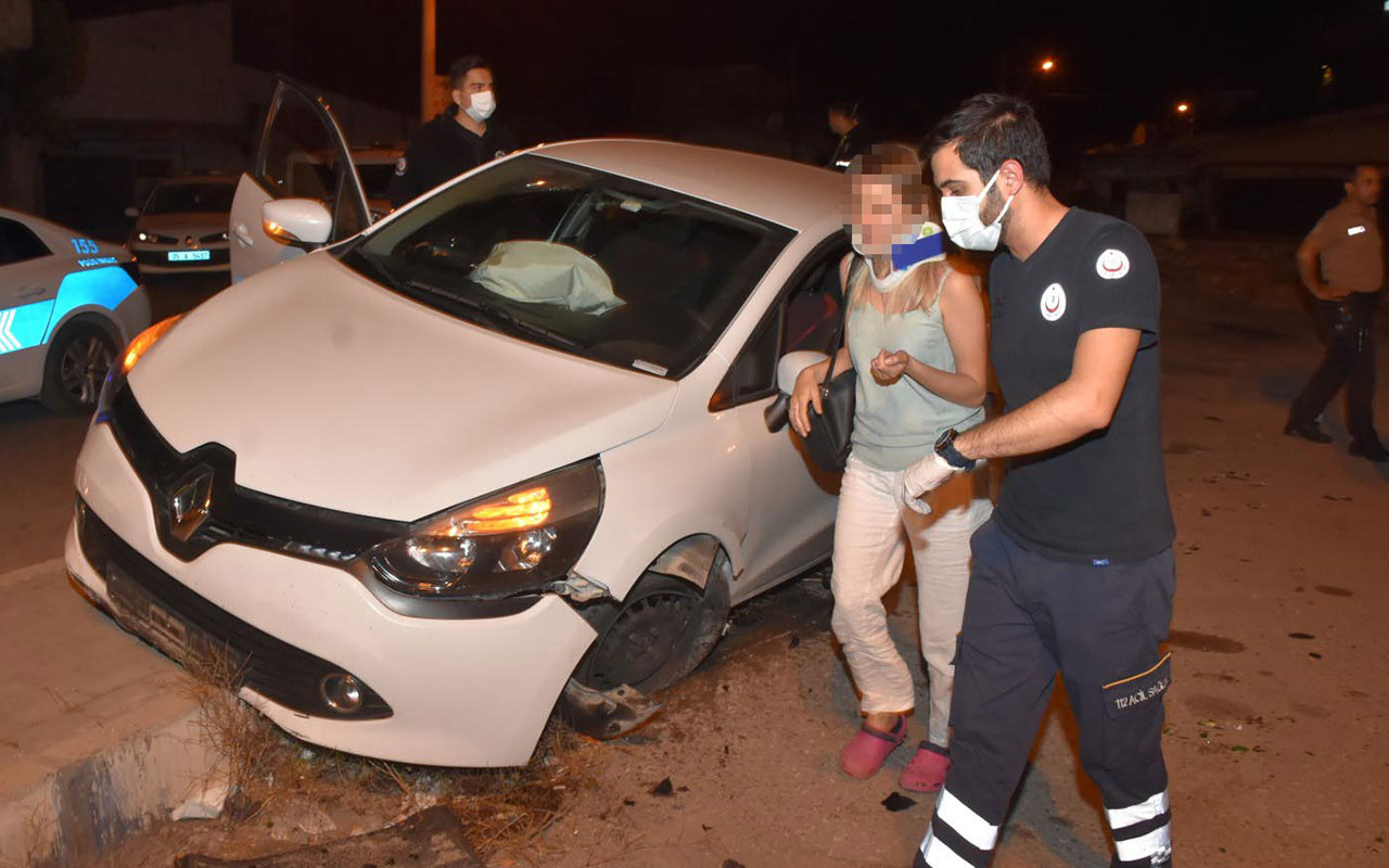 İzmir'de alkollü kadın sürücü polislerin üzerine araç sürdü! Kaza yapınca yakalandı