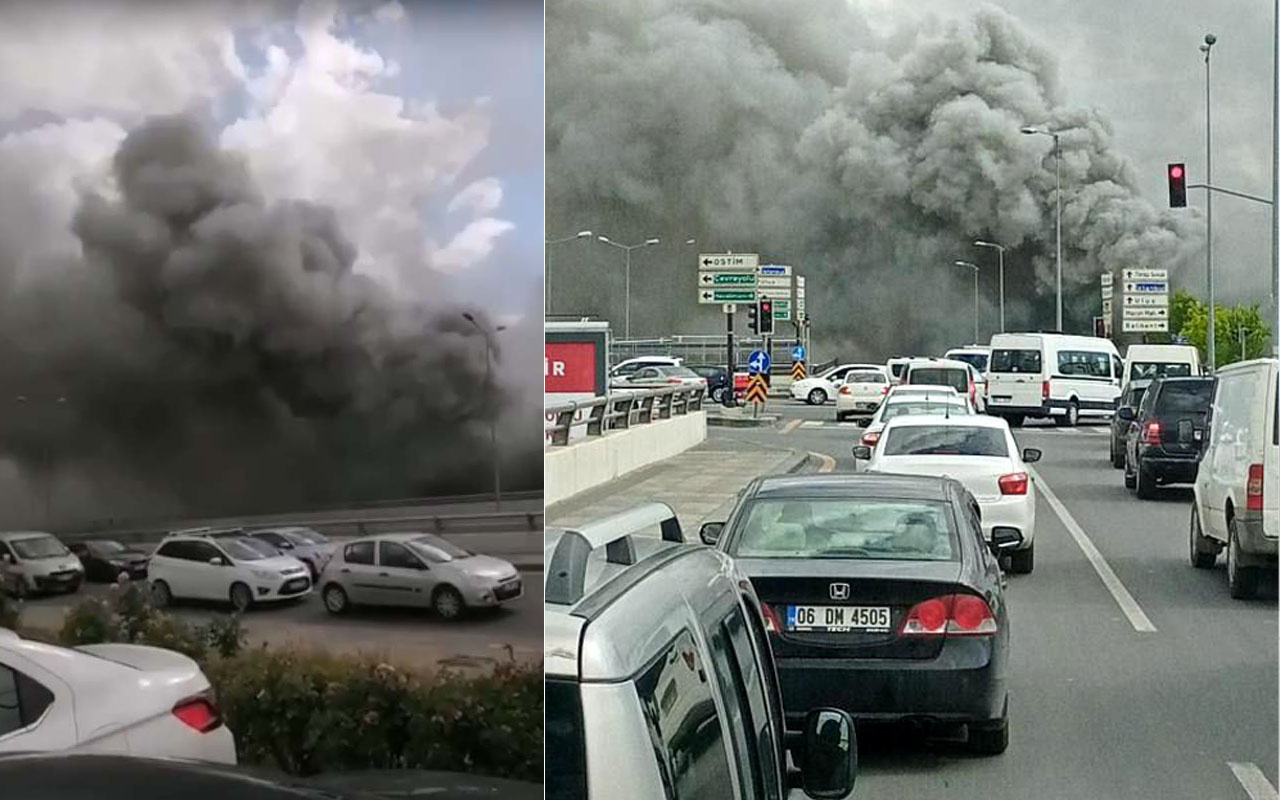 Ankara'da korkutan yangın! Dumanlar gökyüzünü sardı: Bulvar trafiğe kapatıldı