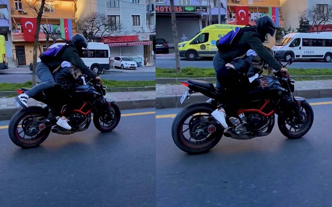 İstanbul'da dedirten görüntü: Kız arkadaşıyla motorda yer değiştirdi