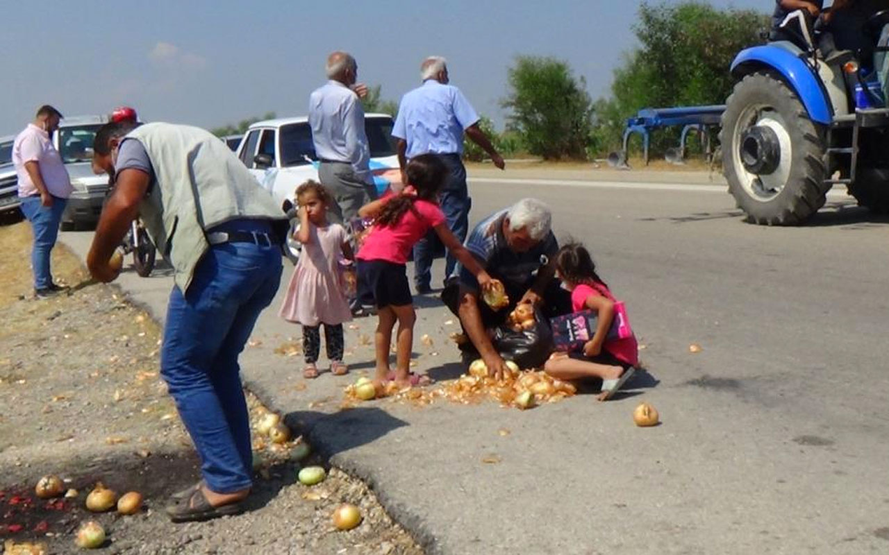 Adana'da 'para etmiyor' diye Meral Akşener'in önüne döktüğü soğanları gidince geri topladı