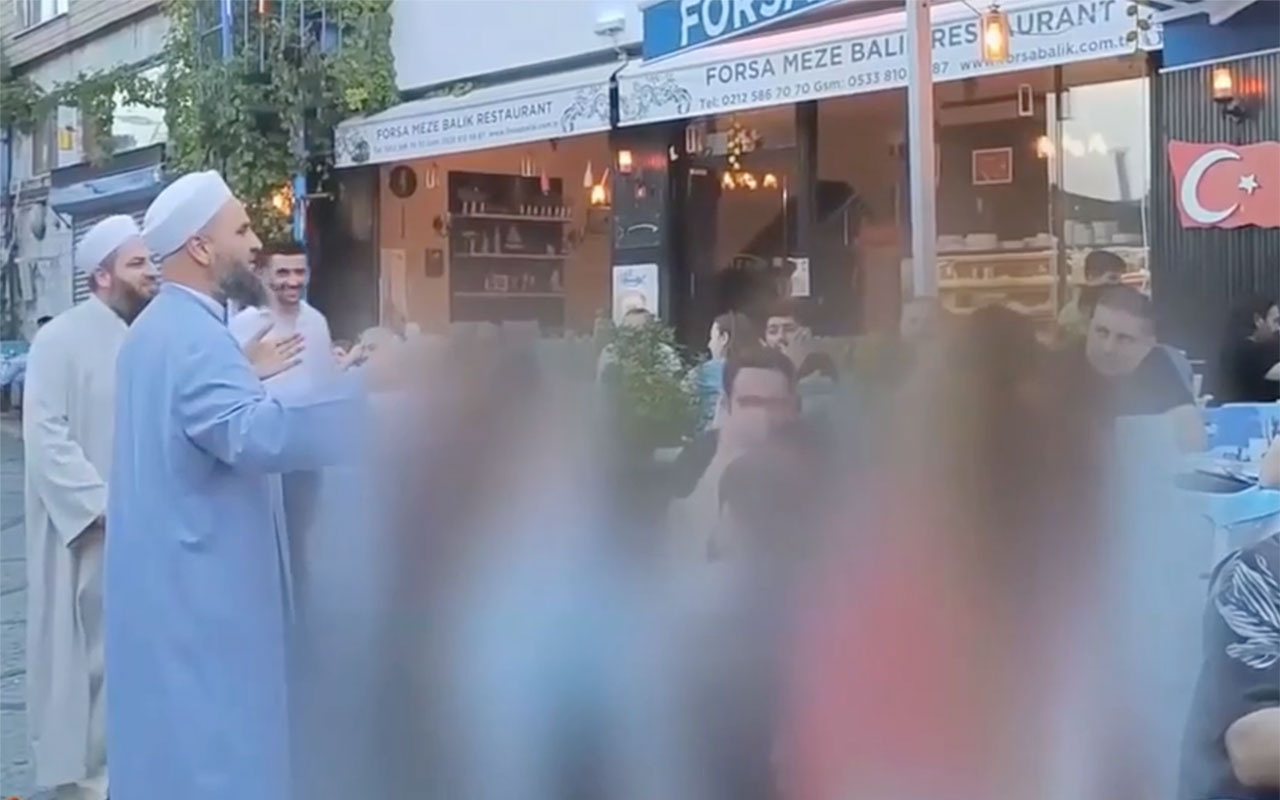 Meyhaneler sokağında onları gören şaşırdı! Tebliğcilerden İstanbul'da olay video