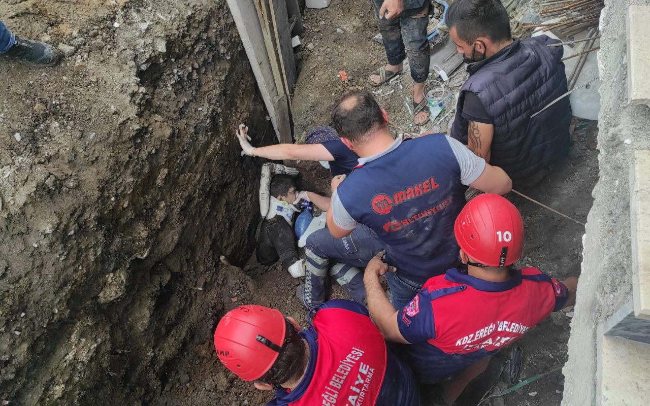 Zonguldak'ta göçük Toprak altındaki işçi saniye saniye görüntülendi